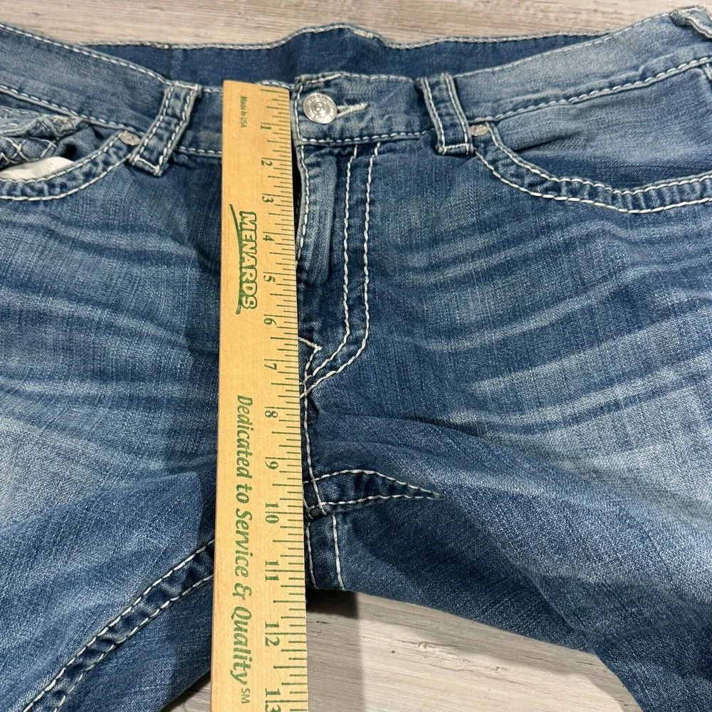 True Religion Thick Stitch Straight Flap Natural‎ Big T Jeans in Blue 36x27